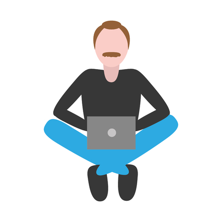 man using laptop tech device vector illustrationのイラスト素材