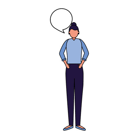 woman standing talk speech bubble vector illustrationのイラスト素材