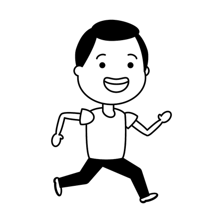 young boy running sport white background vector illustrationのイラスト素材