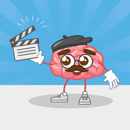 cartoon brain creativity clapperboard film vector illustrationのイラスト素材