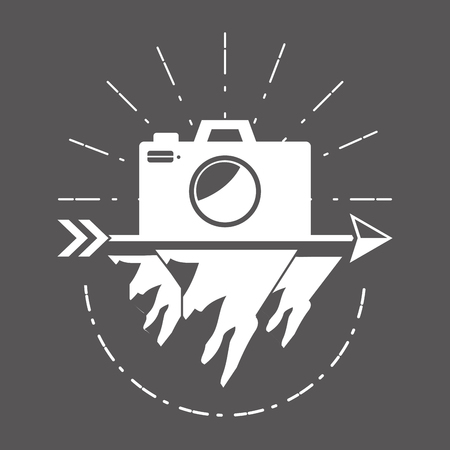 camera wanderlust badge retro style vector illustrationのイラスト素材