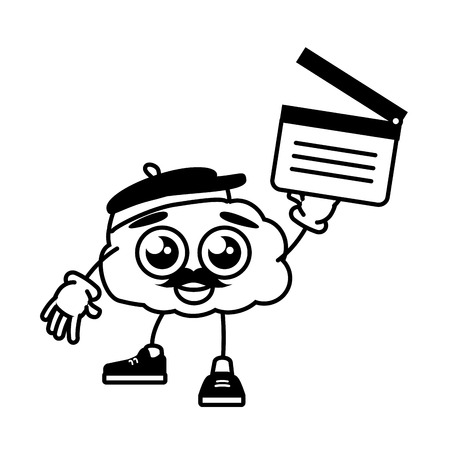 cartoon brain creativity clapperboard film vector illustration vector illustrationのイラスト素材