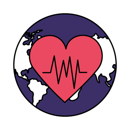white background heartbeat world health day vector illustrationのイラスト素材