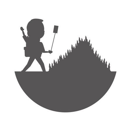 man taking selfie travel bag vector illustrationのイラスト素材