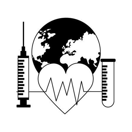 heartbeat syringe and pipette world health day vector illustrationのイラスト素材