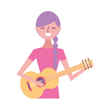 musician woman playing guitar music vector illustrationのイラスト素材