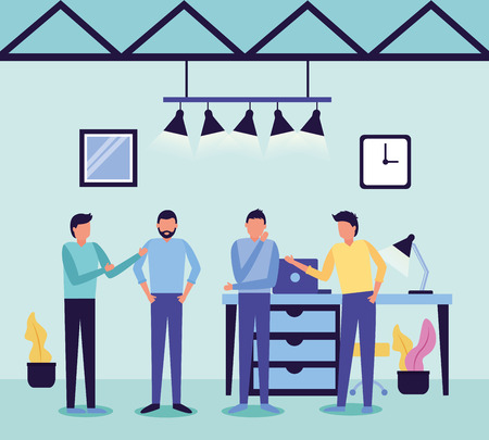 men team workplace business work vector illustrationのイラスト素材