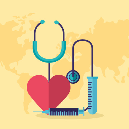 heart syringe stethoscope world health day vector illustrationのイラスト素材