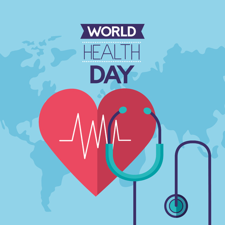 heartbeat stethoscope world health day vector illustrationのイラスト素材