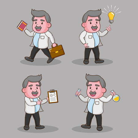 set of professors scientific laboratory science vector illustrationのイラスト素材