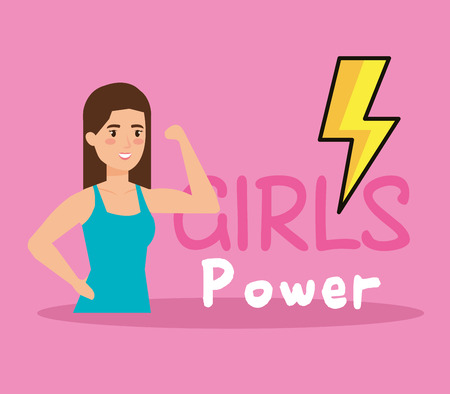 power girl strong with energy ray vector illustration designのイラスト素材