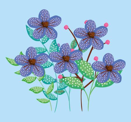 nature flowers plants with exotic leaves design vector illustrationのイラスト素材
