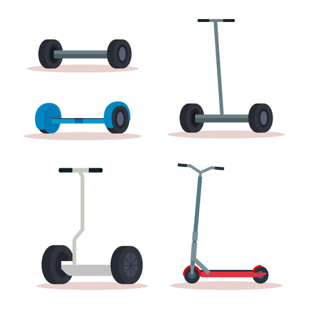 set electric scooter vehicle to urban transportation vector illustrationのイラスト素材
