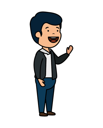 happy young man character vector illustration designのイラスト素材