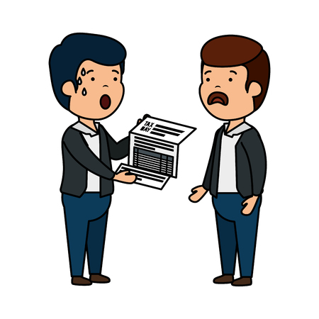 depressed men for money with tax document vector illustration designのイラスト素材