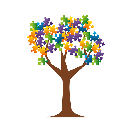 tree plant with puzzle attached vector illustration designのイラスト素材