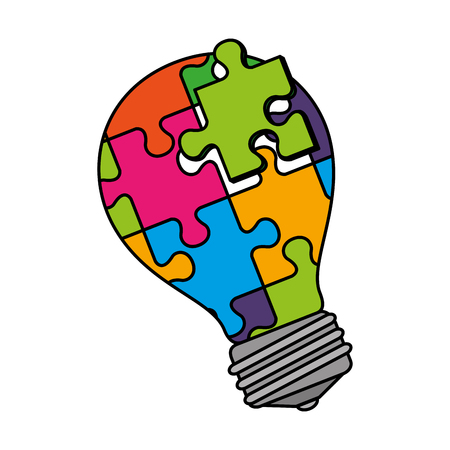 bulb with puzzle attached solution vector illustration designのイラスト素材