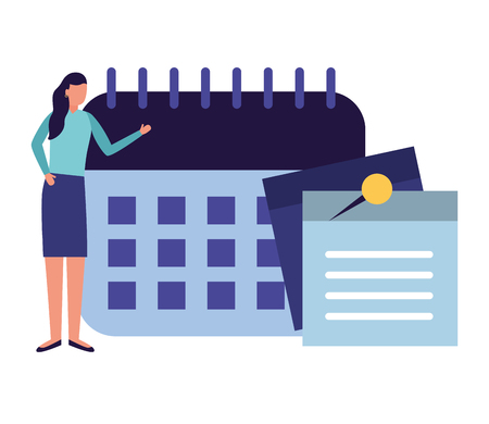 business woman work office calendar note memo vector illustrationのイラスト素材