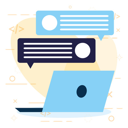 online shopping laptop chat message vector illustrationのイラスト素材