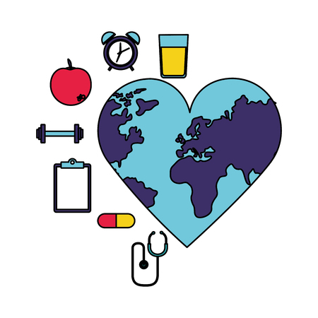 world heart shaped health sport medicine vector illustrationのイラスト素材