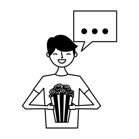 man holding pop corn speech bubble vector illustrationのイラスト素材