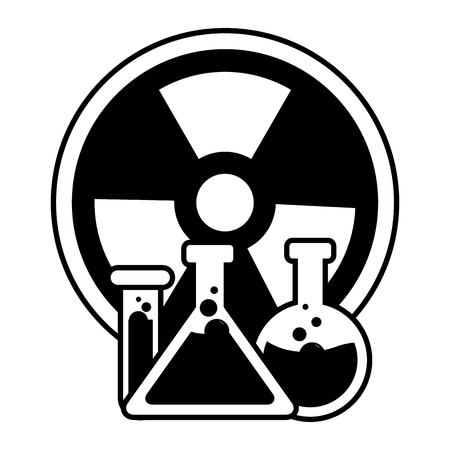 chemical flask and radiation sign vector illustrationのイラスト素材