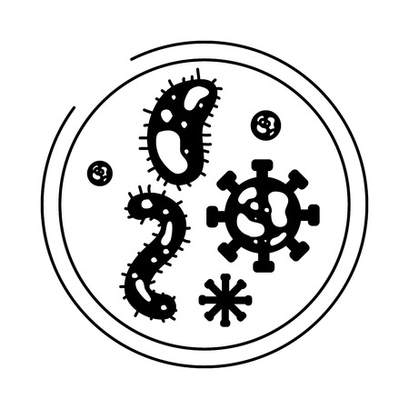 bacteria cells in petri dish laboratory science  vector illustrationのイラスト素材