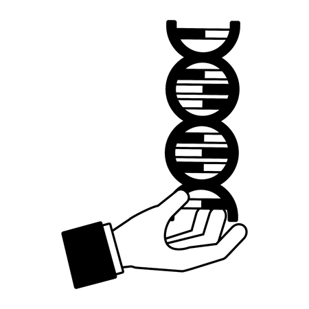 hand with molecule dna genetic science  vector illustrationのイラスト素材
