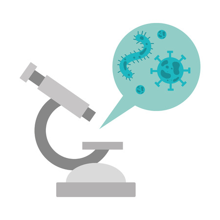microscope virus analysis laboratory science  vector illustrationのイラスト素材