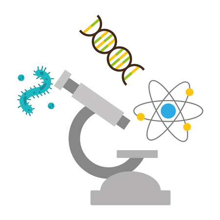 microscope molecule virus dna laboratory science  vector illustrationのイラスト素材
