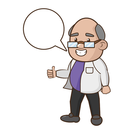 scientific professor character speech bubble vector illustrationのイラスト素材