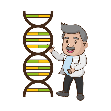 scientific professor dna molecule science vector illustrationのイラスト素材