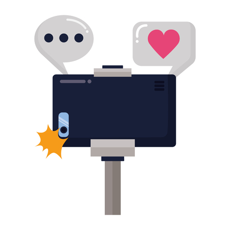 smartphone with stick taking selfie vector illustrationのイラスト素材