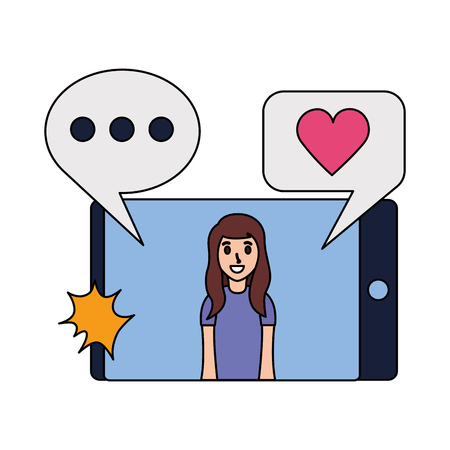 young woman with mobile taking selfie vector illustrationのイラスト素材