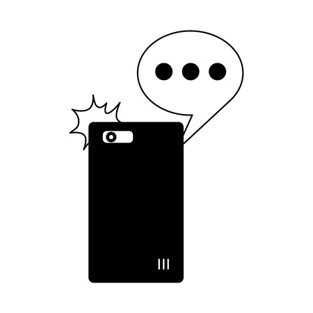 smartphone device speech bubble icon vector illustration monochromeのイラスト素材