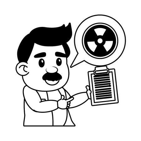 scientist professor with clipboard radiation science vector illustrationのイラスト素材