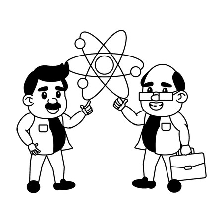 scientist professors atom molecule science vector illustrationのイラスト素材