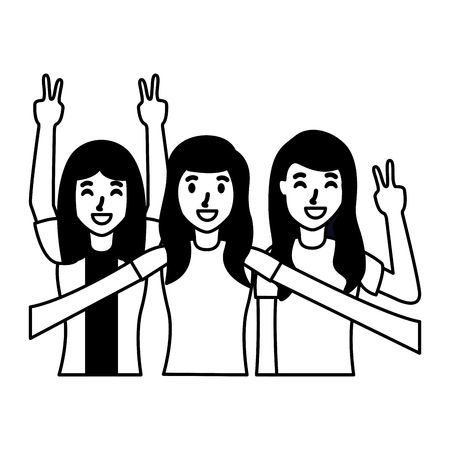three women posing portrait on white background vector illustrationのイラスト素材