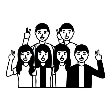 people taking selfie posing gesture vector illustrationのイラスト素材
