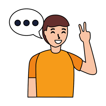 man peace love gesture speech bubble vector illustrationのイラスト素材