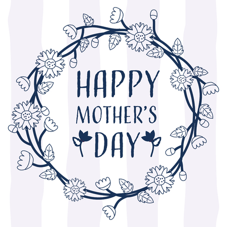 flowers wreath decoration happy mothers day vector illustrationのイラスト素材