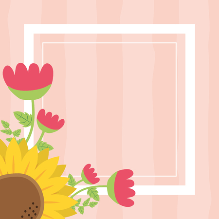 flowers frame decoration banner template vector illustrationのイラスト素材