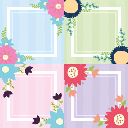 set banner flowers frame decoration vector illustrationのイラスト素材