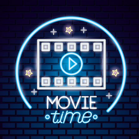 strip film cinema movie time neon vector illustrationのイラスト素材