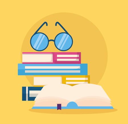 books and eyeglasses world book day vector illustrationのイラスト素材