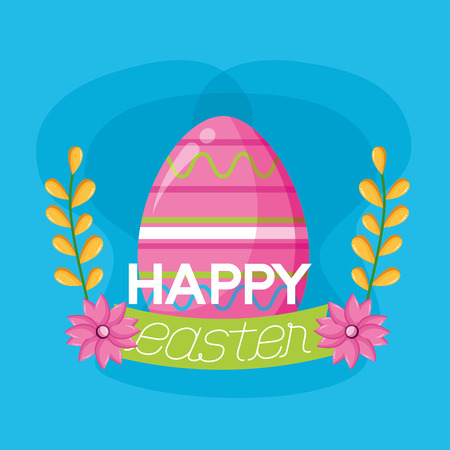 decorative eggs flowers decoration happy easter celebration vector illustrationのイラスト素材
