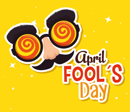 fools day celebration with humor glasses vector illustrationのイラスト素材