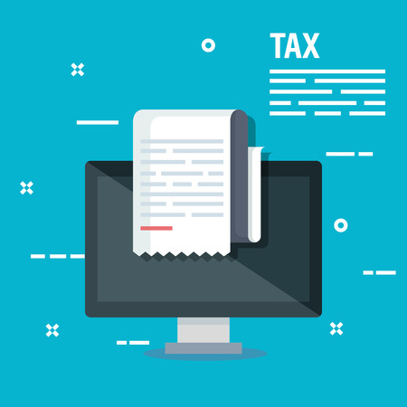 business service tax report and computer vector illustrationのイラスト素材