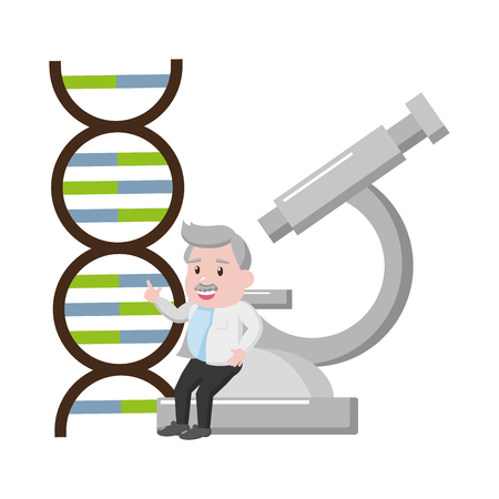 professor science microscope dna molecule vector illustrationのイラスト素材