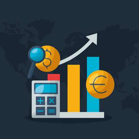 chart dollar euro calculator financial stock market vector illustrationのイラスト素材